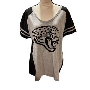 NFL Pro Line Jacksonville Jaguars Cheetah V Neck Baseball T Shirt Womens XL‎
